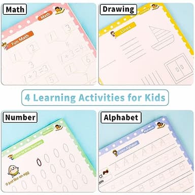 LUCKFUTURE Grooved Handwriting Book Practice, Magic Copybooks for Kids Reusable Handwriting Practice Set, Preschool Calligraphy Workbook with a Storage Bag for Easy Use - Image 6