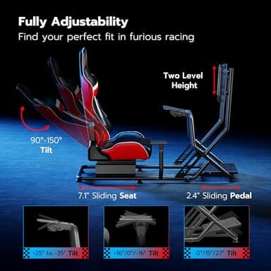 ARES WING Racing Simulator Cockpit with Monitor Mount and Seat, Formula and GT Sim Racing Cockpit Compatible with Fanatec, Thrustmaster, Logitech, Moza Racing Games on PS5, PS4, Xbox and PC - Image 3