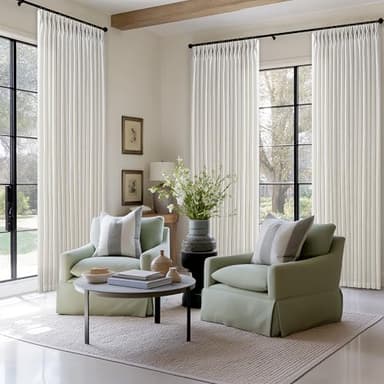 Linen Curtains 108 Inches Long Pinch Pleated for Living Room 2 Panels Set Cream Ivory Natural Pleat Drapes Back Tab Semi Sheer Neutral Boho Ceiling to Floor 108 Inch Curtains for Bedroom Window 9 FT - Image 7