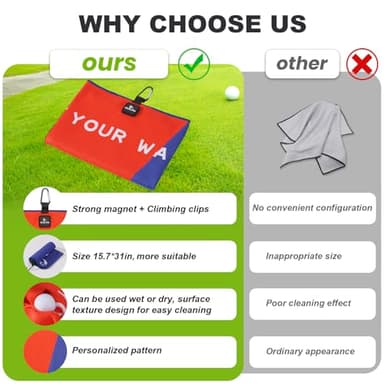 Zeceliko Magnetic Golf Towel - Golf Accessories for Men and Women,Strong Magnets Attach The Golf Towel to Golf Bag or Cart,Easily Cleans Dirt from Golf Clubs and Golf Balls,Ideal Golf Gifts - Image 5