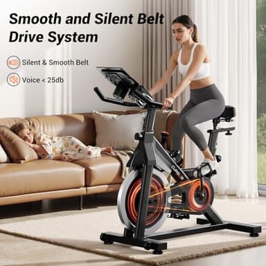 CURSOR FITNESS Exercise Bike, Stationary Bikes for Home, 300 LBS Capacity, Workout Bike with Silent Belt Drive, Indoor Cycling Bike with Extra Comfort Seat/Tablet & Bottle Holder - Image 3