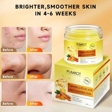 Pumkot Turmeric Kojic Acid Cleansing Pads, Turmeric Face Scrub Pads Enriched with Kojic Acid, 60PCS - Image 4