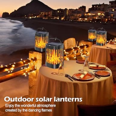 Solar Hanging Lanterns Outdoor, Flickering Flames Outdoor Solar Lights Hanging Lanterns Waterproof Decoration Lighting for Table, Garden, Patio, Tree, Yard, Driveway (1 Pack) - Image 2