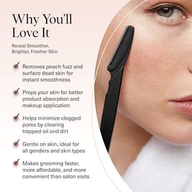 Kitsch Dermaplane Razor for Women Face – Face Razors for Women & Men, Eyebrow Trimmer & Face Shaver – Exfoliating Facial Razor & Skin Care Tool for Smoother Skin - Black, 12 pcs - Image 3