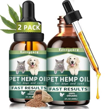 2Pack Hemp Oil for Dogs & Cats, Anxiety & Stress Relief Drops with Omega 3-6-9,Hemp Oil Helps with Pain, Stress, Sleep, Arthritis, Seizures Support, Calming Pet Supplement for Small & Large Pets - Image 1