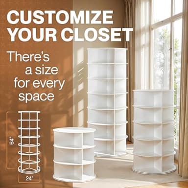 LOFT + IVY 7 Tier Rotating Shoe Rack Tower – 360° Spinning Storage Organizer, Modern Round Shoe Carousel for Closet, Entryway, Bedroom – Space Saving Rotating Lazy Susan Storage Tower - Image 7