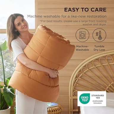 Bedsure Comforter Duvet Insert - Quilted Comforters Queen Size, All Season Duvet, GentleSoft Down Alternative Bedding, with 8 Tabs, Gifts for Women/Men, Burnt Orange, Queen 88 x 88 Inches - Image 6