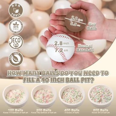 GOGOSO Ball Pit Balls for Toddlers Phthalate-Free BPA-Free Non-Toxic Crush Proof Soft Plastic Play Balls Baby Kids Shape Tent Pool Playhouse Playpen Party Decor,Coffee Brown Beige,100PCS - Image 3