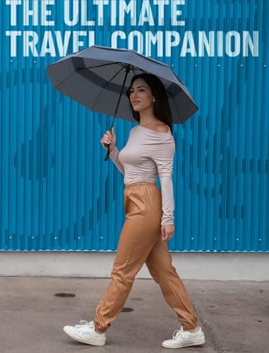 Repel Umbrella Windproof Auto Folding Travel Umbrella - Withstands Winds up to 85MPH, For Rain and Sun – Strong, Compact, Durable, Light & Portable For Women & Men, Fits Backpack & Cars - Navy Blue - Image 6