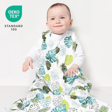 david's kids 100% Cotton Baby Sleep Sack 6-12 Months, Soft Baby Wearable Blankets with 2-Way Zipper, 2 Pack Comfy Sleeping Bags for Infant Newborn Boys Girls Neutral, Medium Size, Leaf - Image 2