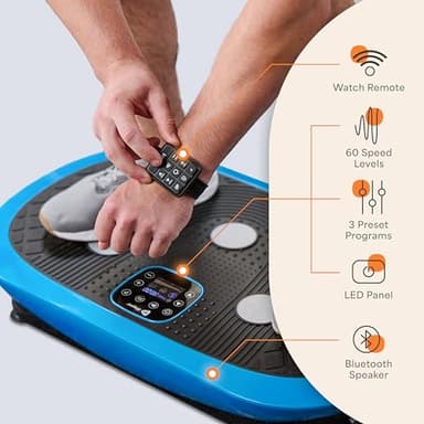 LifePro Rumblex Plus 4D Vibration Plate Exercise Machine - Triple Motor Oscillation, Linear, Pulsation + 3D/4D Motion Vibration Platform/Whole Body Vibration Machine for Weight Loss & Shaping. (Blue) - Image 5