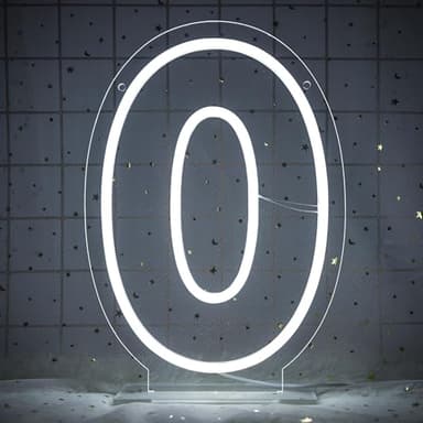 ATTNEON Number 0 Neon Sign,Led Light Up Zero Numbers Neon Lights, Number 0 Light for Wedding,Birthday,Party,Anniversary, Number Gifts,Bar Decor,Size 11.8 * 8.27 inches(JTLD112) - Image 2