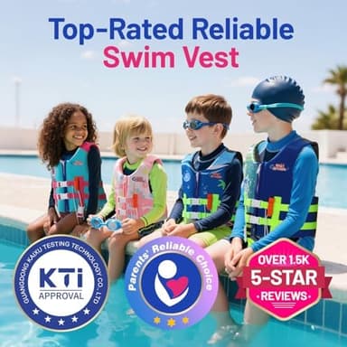 HeySplash Toddler Swim Vest, Kids Swimming Jacket Fit 30-50/50-80lbs, Child Floaties Vest wiht Safety Strap, Float Jacket for Girls/Boys on Pool,Beach,Boating, Learn to Swim Aid, M 3-6 Yrs/L 6-9 Yrs - Image 5