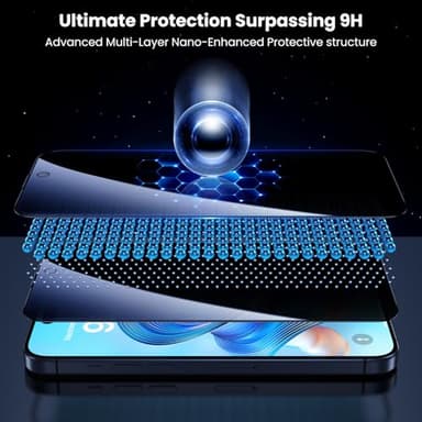Uyiton for iPhone 15 Pro Max Privacy Screen Protector UnBreak-Glass, 28°Anti-Spy [Zero Bubble] Shatterproof Full Coverage Scratch Resistance 9H Private Tempered Glass Screen Cover, 2 Pack - Image 8