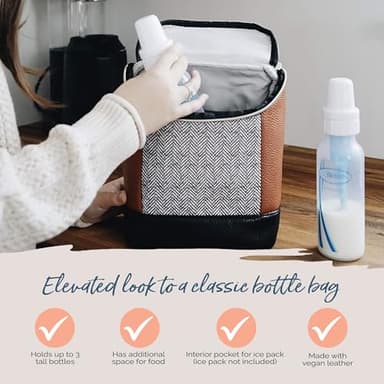 Itzy Ritzy Insulated Bottle Bag – Keeps Bottles Warm or Cool - Holds 3 Bottles & Features Interior Pocket For Ice Pack (Not Included), Coffee and Cream - Image 3