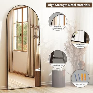 XRAMFY 56"x21" Arched Full Length Mirror Floor Mirrors with Aluminum Alloy Frame Free-Standing Wall Mounted Floor Mirrors or Large Dressing Mirror, Black Mirror Full Length - Image 7