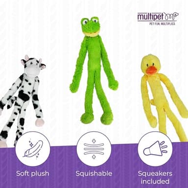 Multipet Swingin' Slevin Frog Dog Plush Toy - Squeaky Dog Toy for All Dogs - Extra Soft Plush Dog Toy - Stuffed Animal Dog Toy for Cuddling & Playing - Cute Dog Pet Toy (27”, Green, 5 Squeakers) - Image 3