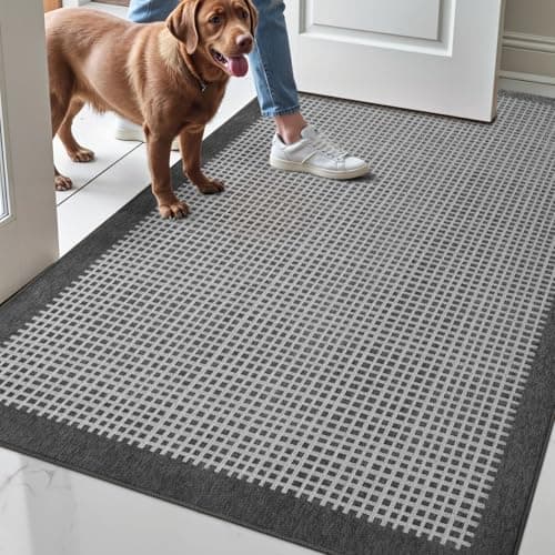 LUMI Inside Door Mat for Entry 36''x59'', Absorbent, Dirt Trapper, Low Profile Thin, Non Slip Mats with Rubber Backing, Ideal for Indoor, High Traffic, Garage, Entrance, Checkered Grey - Image 1