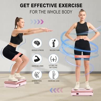 HOTWAVE Vibration Plate Exercise Machine with Bluetooth&LED Lights for Lymphatic Drainage, Power Vibrating Plates Platform for Weight Loss - Whole Body Shaker Vibration Plate Machine Home Gym - Image 4