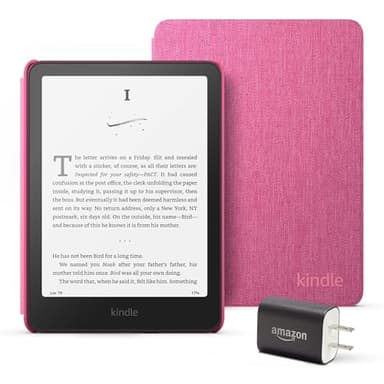 Kindle Paperwhite Essentials Bundle including All-new Kindle Paperwhite (16GB) - Raspberry, Fabric Cover - Raspberry, and Power Adapter - Image 1