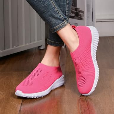 TIOSEBON Women's Athletic Walking Shoes Slip on Casual Mesh Sneakers Rosy 10 US Wide - Image 4