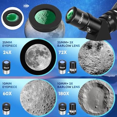 Telescope for Adults & Kids 80mm Aperture 600mm, Telescope for Adults High Powered, Beginners in Astronomy to See Planet, with Phone Adapter and Moon Filter, Carry Bag, Gray - Image 3