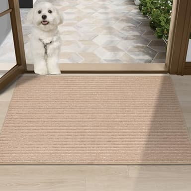 COSY HOMEER Indoor Door Mat Floor Mats Dirt Trapper Wet Shoes and Paws, Front Door Outside Entry Welcome Outdoor Entrance Dog Cat Mat, Anti Slip Washable, 32"x48",Beige - Image 8
