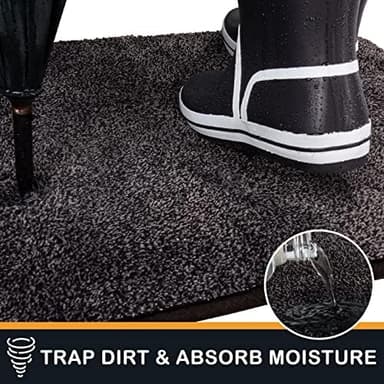 PURRUGS Dirt Trapping Door Mat 24" x 35.5", Non-Slip Machine Washable Entry Rug, Shoe Scraper, Dog Doormat, Super Absorbent Welcome Mat for Front & Back Door, Muddy Shoes & Paws, Charcoal - Image 5