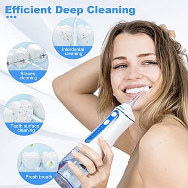 Water Dental Pik Flosser,Grinest 7 Modes Rechargeable Water Dental Pick for Teeth Cleaning Cordless Oral Irrigator Portable IPX7 Waterproof Tooth flossers for Home Travel-White - Image 5