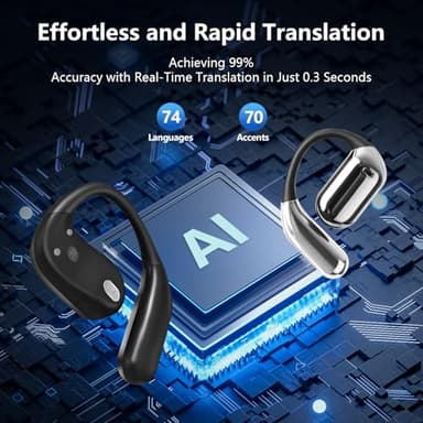 AI Translation Earbuds Real Time, 144 Language Translator Earbuds with APP Compatible with iOS & Android, Bluetooth Headphones Translating Device for Travel Business and Learning - Black - Image 6