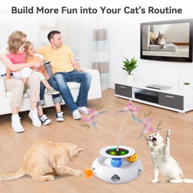 Xuyub 3in1 Interactive Cat Toys Moving Ambush Feather, Spinning Butterfly, Track Balls, Rechargeable Automatic Activated Kitten Toys for Indoor Cats, Cat Feather Toy for All Breeds - Image 7
