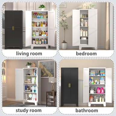 GAIOUS 61.02" Pantry Cabinet, Kitchen Pantry Storage Cabinets with Adjustable Shelves and Feet, White Pantry Storage Cabinet for Kitchen, Dining Room, Living Room and Bathroom (White) Metal - Image 6