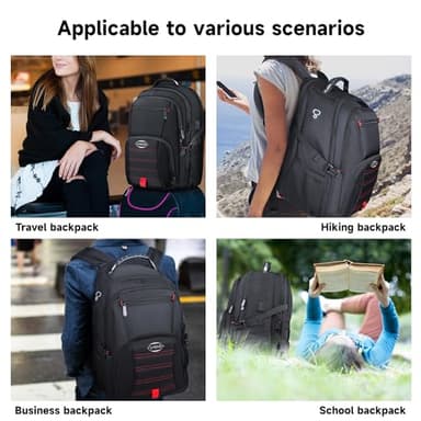 tazbuzo 50L Travel Backpack, Extra Large Backpack, Laptop Backpack for Men, big Backpack, Water Resistant TSA Approved Business Work College School Computer Bag with USB Port, Fits 17 Inch Laptops - Image 7