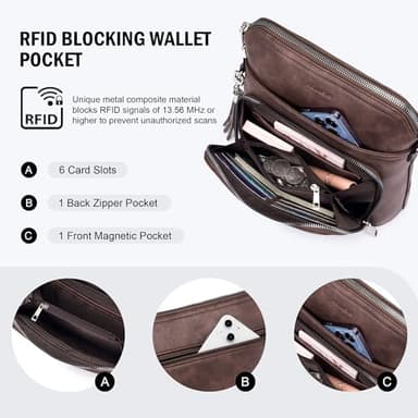 Roulens Crossbody Purse for Women Vegan Leather Medium Crossbody Wallet Bag for Travel Women Shoulder Handbags with Tassel - Image 2