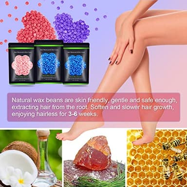Wax Beads for Hair Removal 10.5 oz (300 g), Auperwel Hard Wax Beads for Sensitive Skin Brazilian, Face, Bikini, Eyebrow, Legs, Painless Waxing Beads for Women Men, 3 packs Wax Kit with 10 Wax Sticks - Image 2