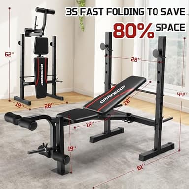 OPPSDECOR Multi-Function Weight Bench Set with Squat Rack Leg Extension & Leg Curl Adjustable Workout Bench for Full Body Fitness Foldable Flat/Incline/Decline Upgrade Bench Press for Home Gym - Image 4