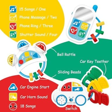 Baby Montessori Sensory Learning Toys with Sounds - Infant Toddlers Travel Activities Musical Teething Toys for Babies 0 3 6 9 12 18 Months - Newborn Shower Gifts for 1 2 3 Year Old Boys Girls - Image 4
