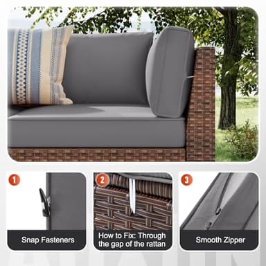 Aoxun Outdoor Replacement Cushions for Patio Furniture, Deep Seat Outdoor Cushions for 6-Seat Wicker Sectional, 14-Piece Water-Repellent Cushion for L-Shape Couch - Image 6