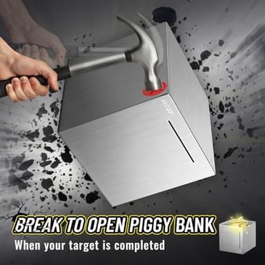 hizgo Piggy Bank for Adults Stainless Steel Savings Bank to Help Budget and Save Must Break to Access Money（7.9 inch） - Image 4