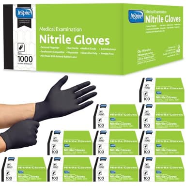 Inspire Black Nitrile Gloves | THE ORIGINAL Quality Black Gloves Disposable Latex Free | 4.5 Cooking (Nitrile, XL) - Image 1