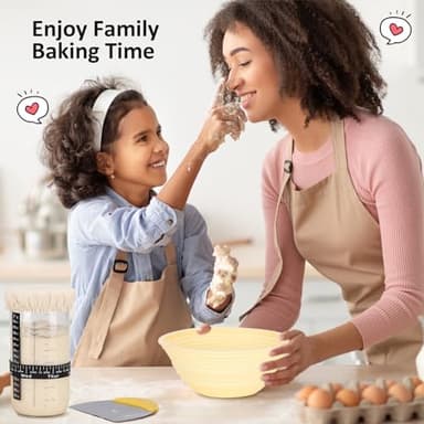 Sourdough Starter Kit, 34oz Sourdough Starter Jar, 2 Bread Proofing Baskets, Thermometer, Feeding Time Tracker, Metal Scraper, Easy to Clean, Complete Sourdough Bread Baking Supplies for Beginners - Image 7