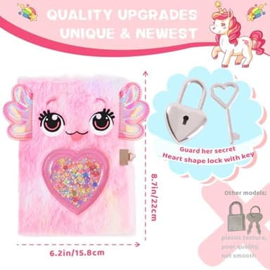 Axolotl Diary for Girls with lock and keys, Kids Journal School Travel Notebook Gift Set for Writing and Drawing,Multicolored Pen, Stickers, Birthday Gift for Girls ages 6-8 - Image 4