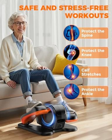 Under Desk Elliptical Machine, Electric Ellipse Leg Exerciser While Sitting for Seniors, Quiet Portable Seated Pedal Exerciser with Remote Control, 12 Adjustable Speeds for Home Office - Image 2