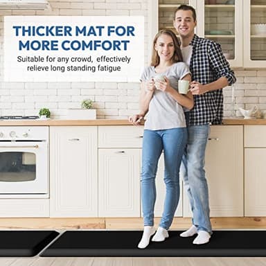 4/5 Inch Thick Kitchen Mat - Cushioned Anti Fatigue Mats for Kitchen Floor - Easy to Clean, Waterproof, Non-Slip Kitchen Rug for Sink, Office, Kitchen (24''x70'' Black) - Image 6