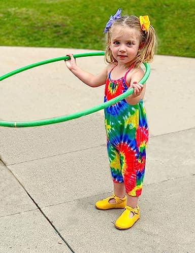 RAISEVERN Toddler Tie Dye Rompers For Girls Baby Jumpsuits Kid Girl Clothes Jumpers Sleeveless Halter Overalls With Pocket Travel Party Outfit Size 1T 2T - Image 3