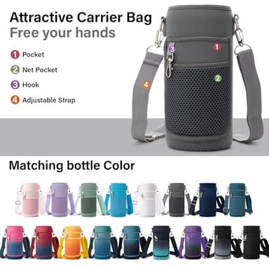 DYSANKY Insulated Water Bottle | Thickened Stainless Steel Vacuum Metal | Portable Sports Water Jug for Gym and Hiking with Straw, Carrier Bag, Handle Strap | BPA-Free 32 oz - Image 5