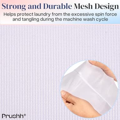 Prushh 3Pc Spacious Durable Mesh Laundry Bags (16x20 Inches) Protects Delicates, Fine Mesh for Uniform Wash & Dry, Auto-Lock Zipper, Washer-Friendly, For Home, Dorm or Storage, Fits Socks to Sweaters - Image 7