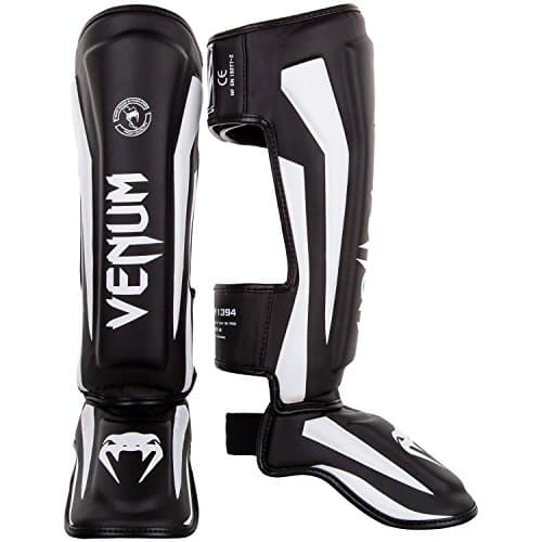 Venum Elite Standup Shin Guards-Black/White - XL - Image 1