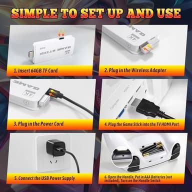 20000+ Wireless Retro Gaming Console, Retro Gaming Stick,Classic Retro Play Plug and Play Video Gaming Stick, 4K HD HDMI TV Game Stick (64G - Image 5