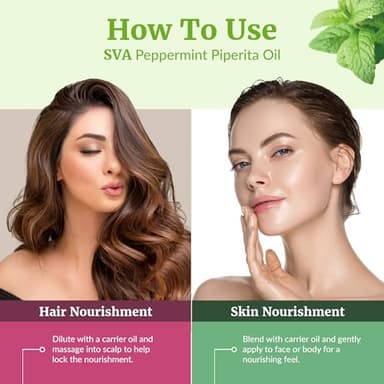 SVA Peppermint Piperita Essential Oil – 4 Fl Oz – 100% Natural Piperita Oil - for Diffuser, Hair Care, Face, Skin Care, Aromatherapy, Scalp and Body Massage, Soap and Candle Making - with Dropper - Image 5